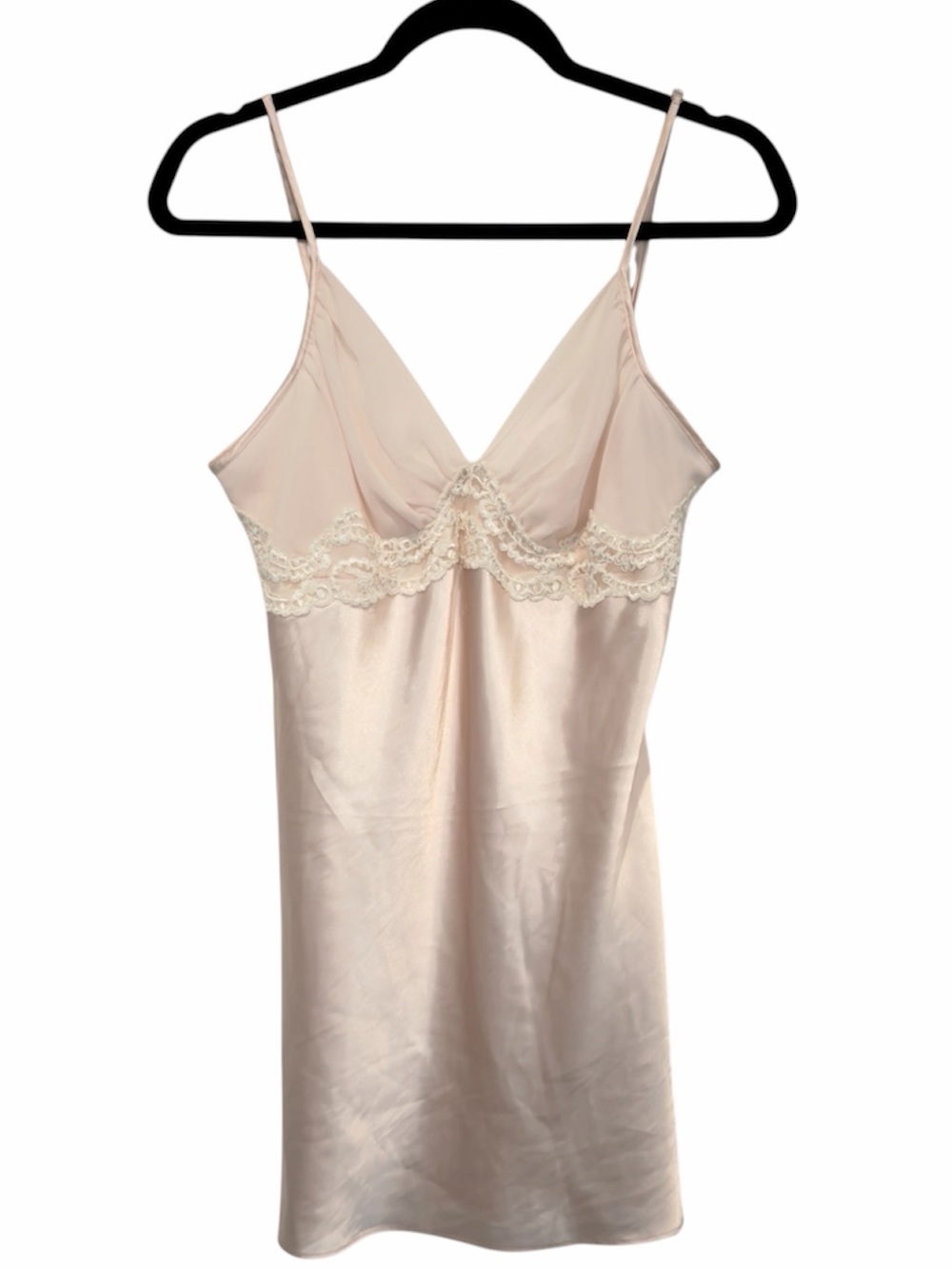 Secret Treasures Pale Blush Satin Lace Trim Nightgown